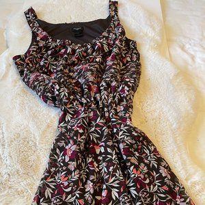 Ann Taylor Women Brown Floral Dress Midi - Size 8